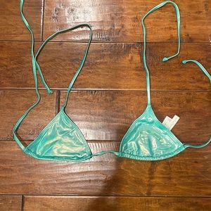 Love wave Green Metallic Bikini Top